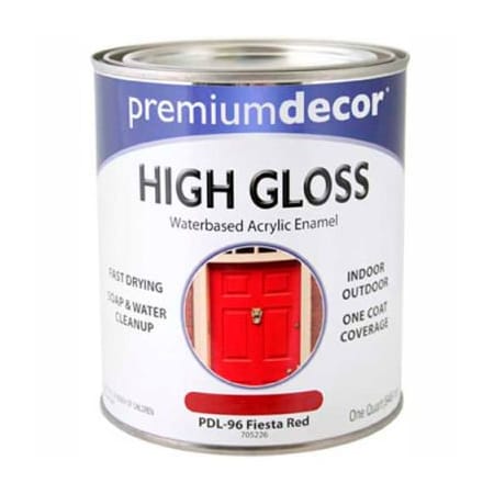 General Paint Premium Dcor Waterborne Acrylic Enamel, Gloss Finish, Fiesta Red, Quart - 705226